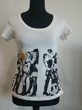 Pepe Jeans White Short Sleeve Graphic Scoop Neck Tee - Black & Yellow Detail
